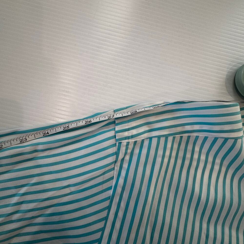 Ralph Lauren Men's 3XLT Tall Striped Button Down Shirt Turquoise White Cotton - Picture 16 of 16